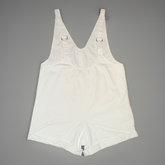Free People High Roller Shortall White Denim Romper Size M Optic White NWT - Picture 4 of 9